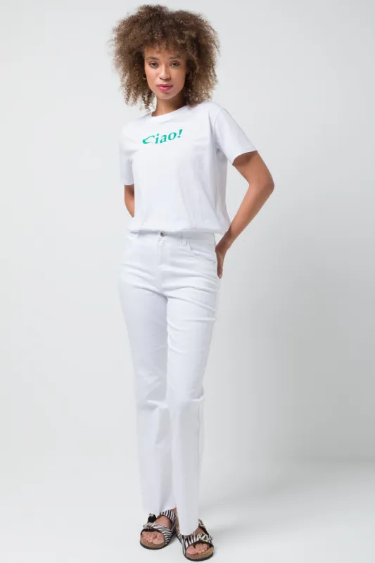 Flare Leg Denim Jeans White sold by Ackermas