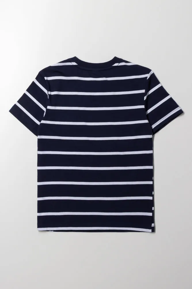 Short Sleeve Stripe T-Shirt Navy sold by Ackermas product image thumbnail 4