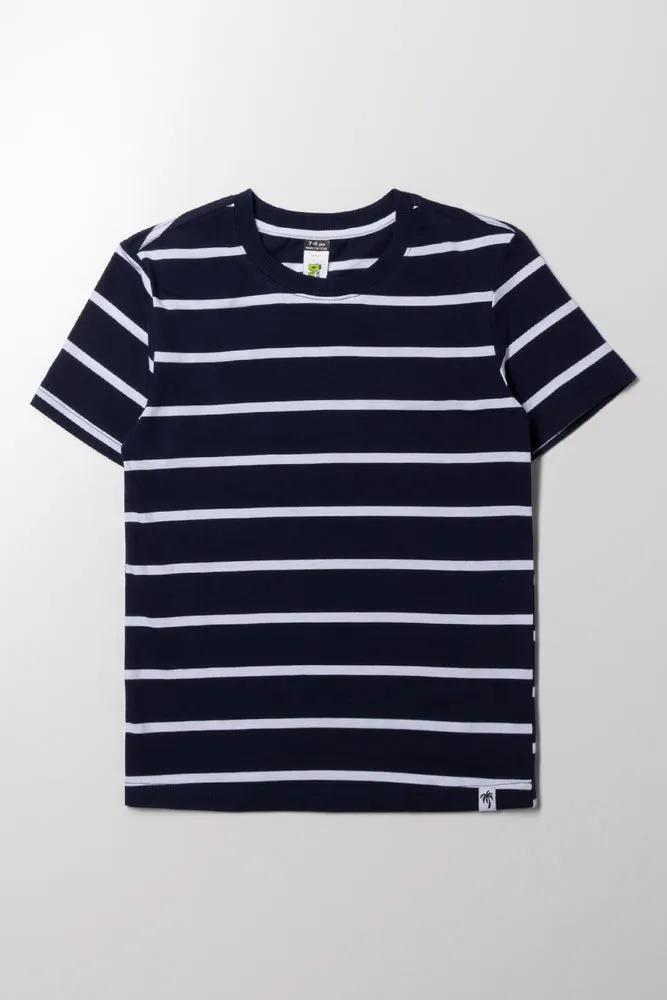 Short Sleeve Stripe T-Shirt Navy sold by Ackermas