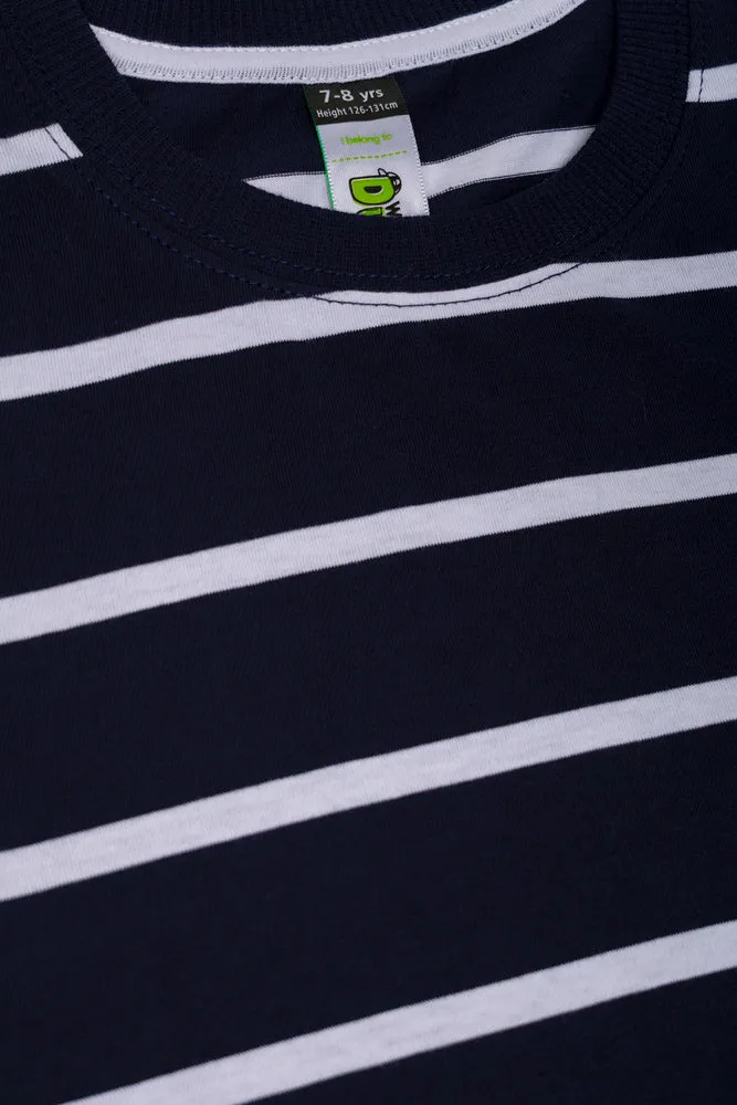 Short Sleeve Stripe T-Shirt Navy sold by Ackermas product image thumbnail 2