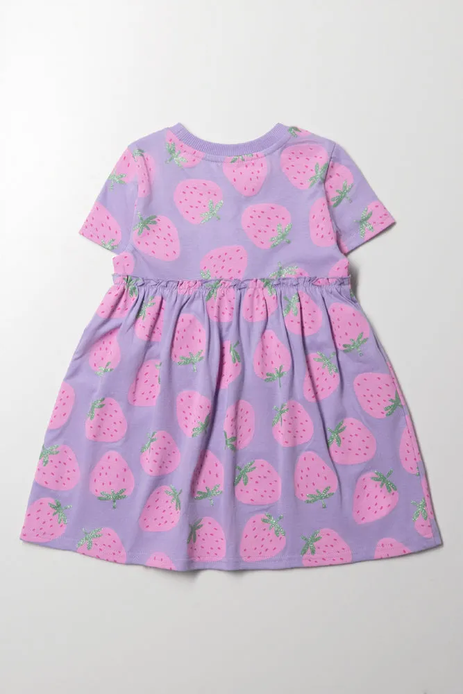 Strawberry Short Sleeve Dress Purple sold by Ackermas product image thumbnail 3