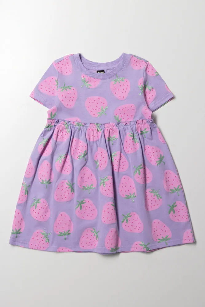 Strawberry Short Sleeve Dress Purple sold by Ackermas