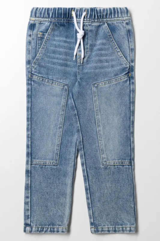 Knee Patch Denim Jeans Light Blue sold by Ackermas