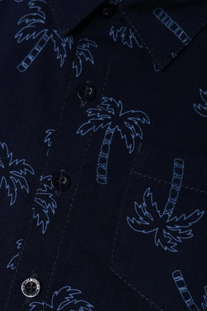 Short Sleeve Palms Shirt Navy sold by Ackermas product image thumbnail 2