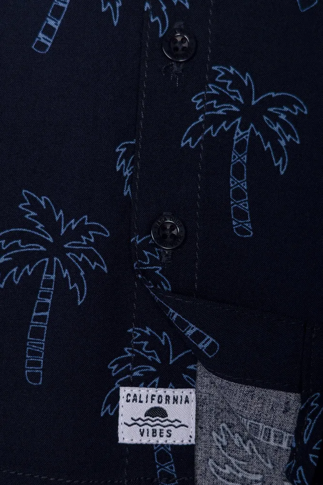 Short Sleeve Palms Shirt Navy sold by Ackermas product image thumbnail 3