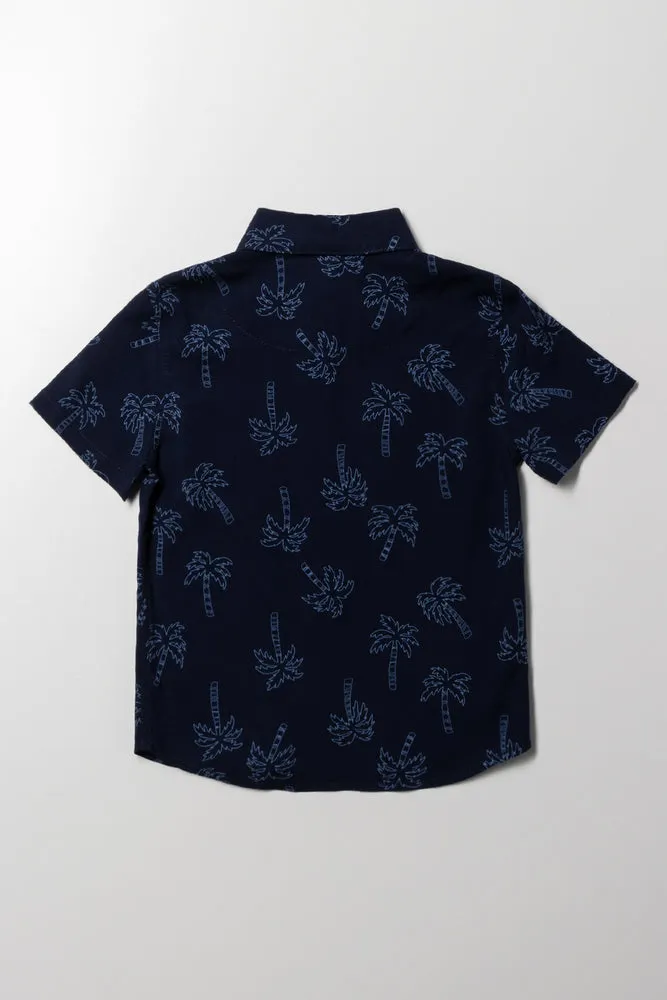 Short Sleeve Palms Shirt Navy sold by Ackermas product image thumbnail 4