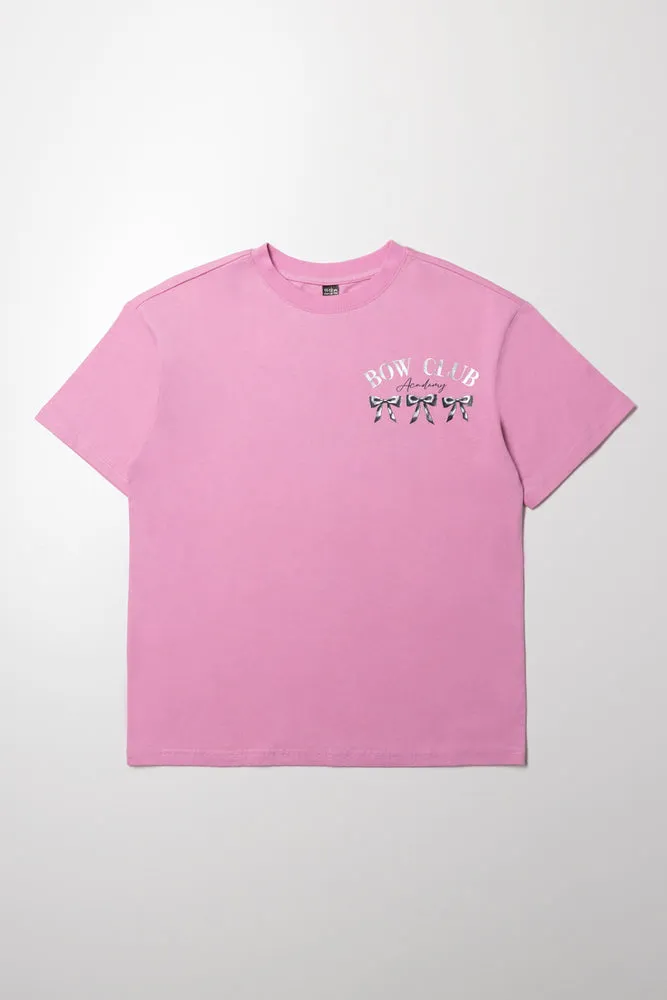 Oversized Bows T-Shirt Pink sold by Ackermas