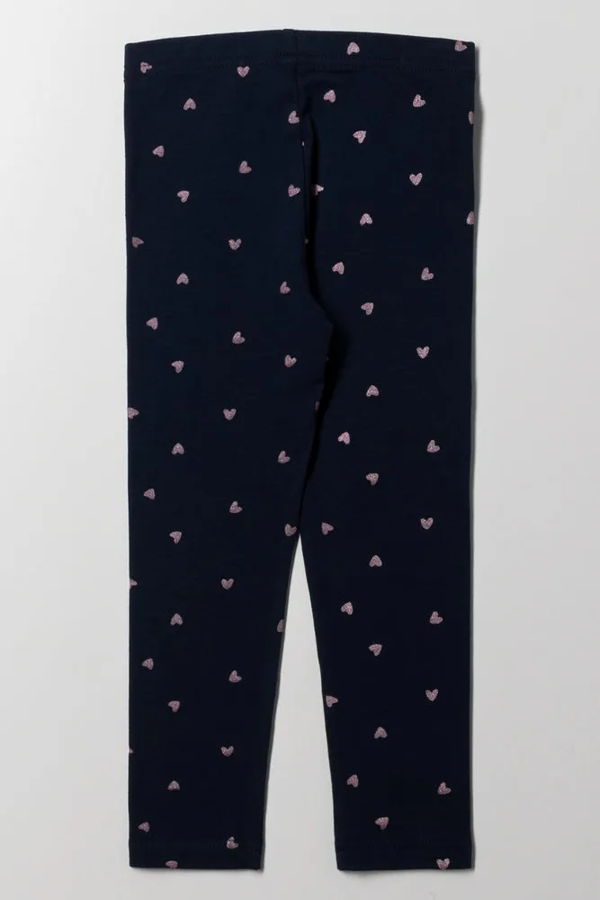 Glitter Heart Leggings Navy sold by Ackermas product image thumbnail 3