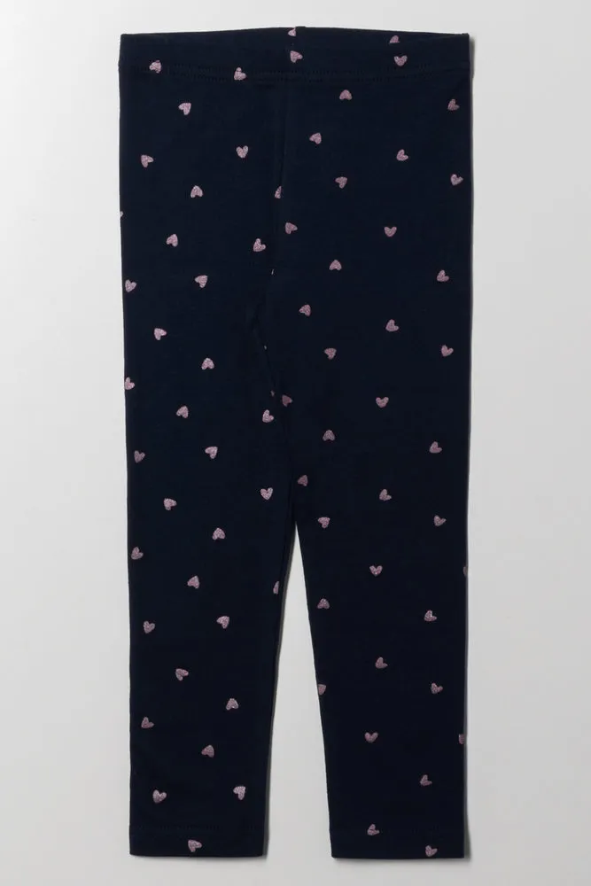 Glitter Heart Leggings Navy sold by Ackermas