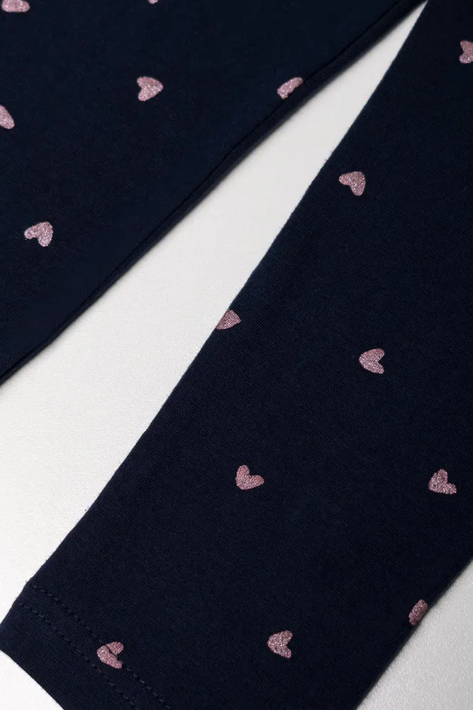 Glitter Heart Leggings Navy sold by Ackermas product image thumbnail 2