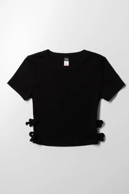 Rib Top With Cut Out Detail Black sold by Ackermas