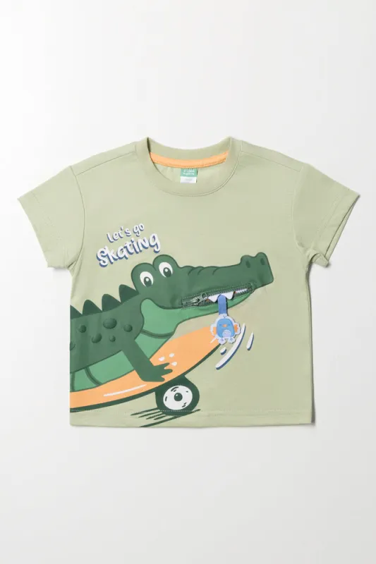 Crocodile Short Sleeve T-Shirt Green sold by Ackermas