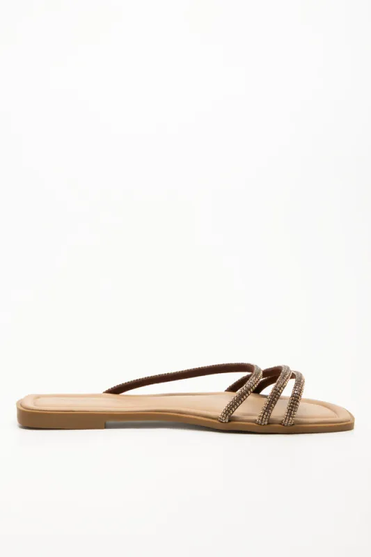 Diamante Sandals Natural sold by Ackermas