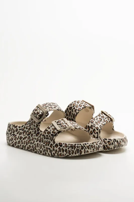 Animal Double Buckle Slides Natural sold by Ackermas