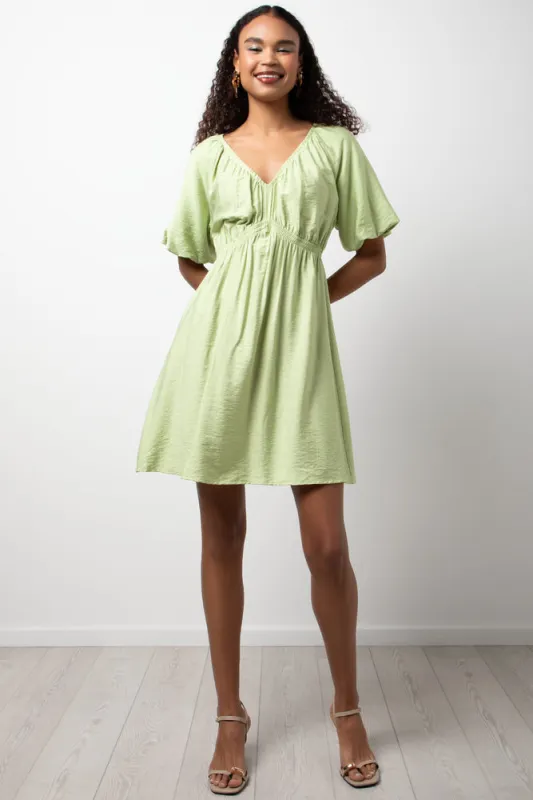 Short Puff Sleeve Dress Green sold by Ackermas