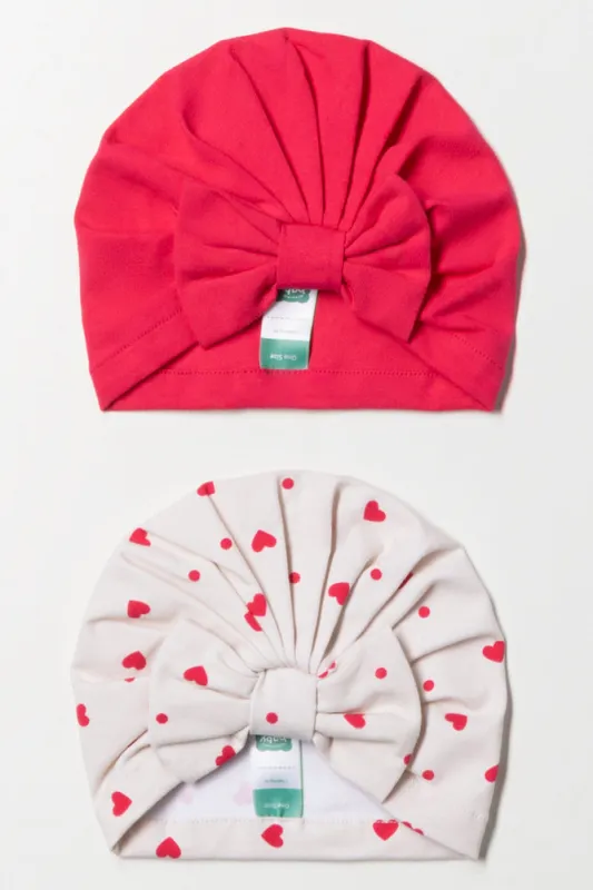 2 Pack Heart Turbans Dark Pink sold by Ackermas