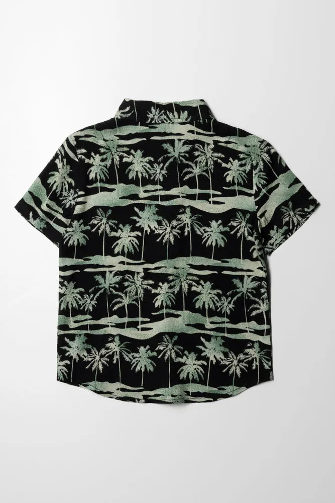 Resort Short Sleeve Shirt Black And Green sold by Ackermas product image thumbnail 4
