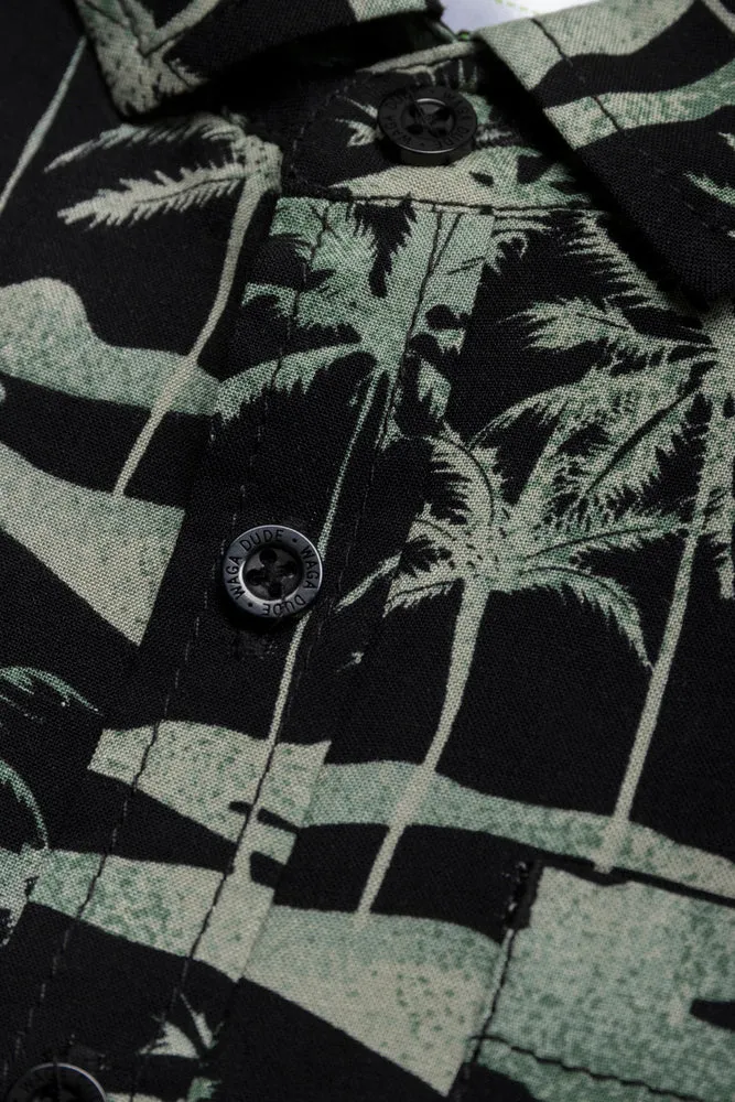 Resort Short Sleeve Shirt Black And Green sold by Ackermas product image thumbnail 2