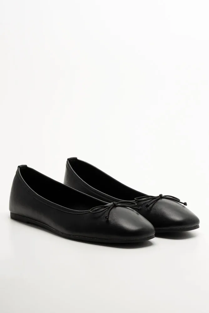 Square Toe Ballerina Pumps Black sold by Ackermas