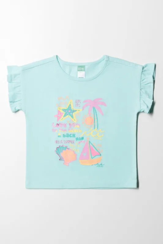 T-Shirt with Frill Sleeve Blue sold by Ackermas