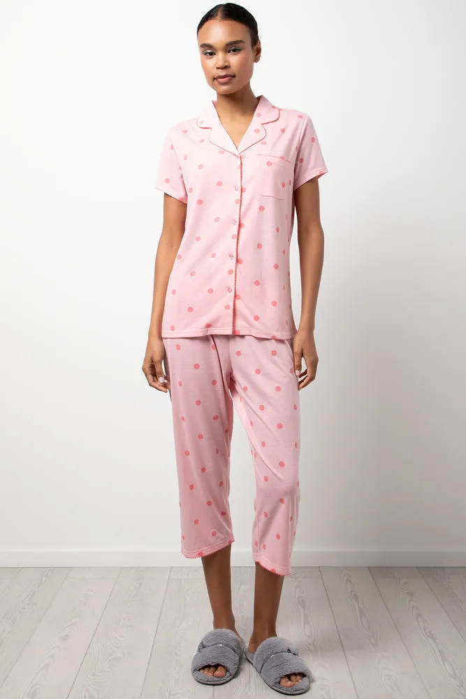 Spotty Button Through Pyjama Set Pink sold by Ackermas