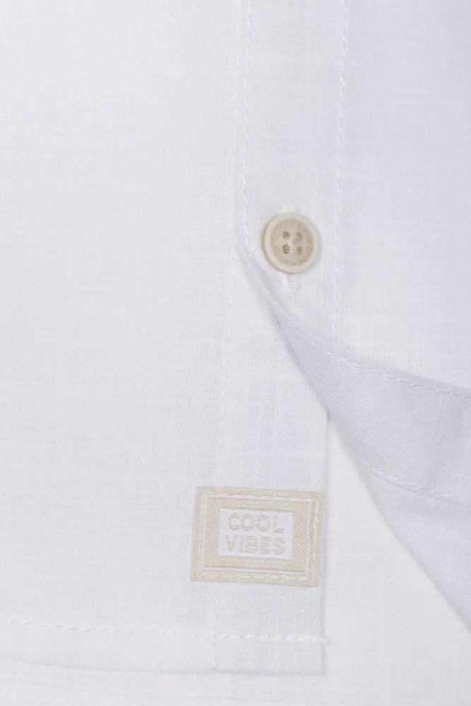 Long Sleeve Linen Shirt White sold by Ackermas product image thumbnail 3