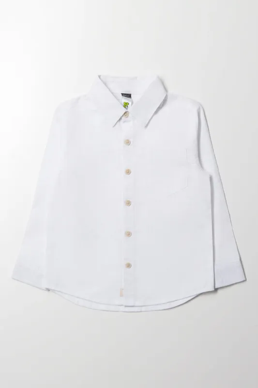 Long Sleeve Linen Shirt White sold by Ackermas
