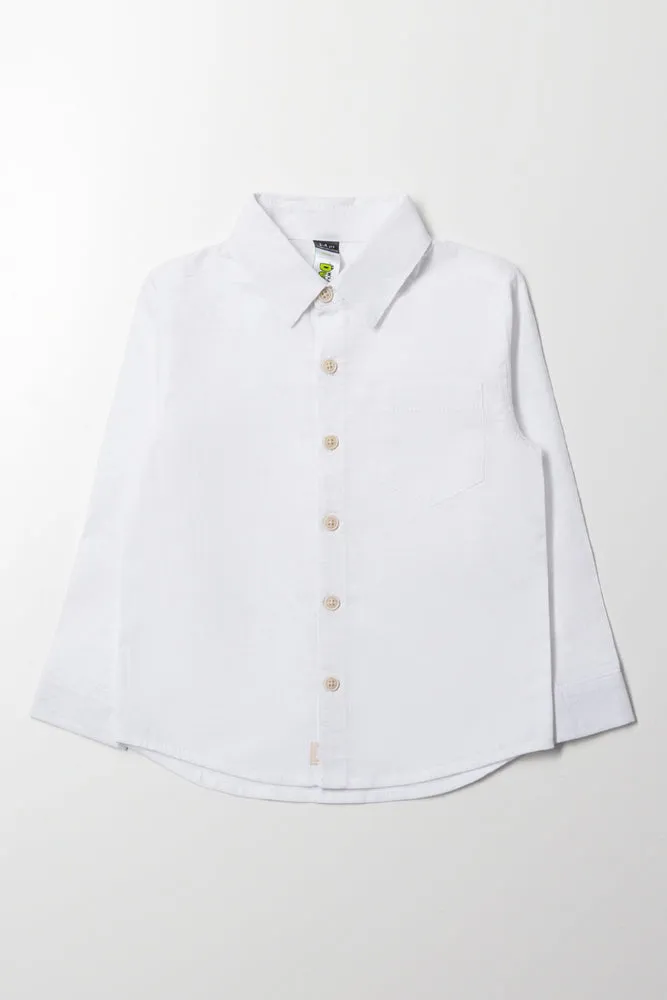 Long Sleeve Linen Shirt White sold by Ackermas