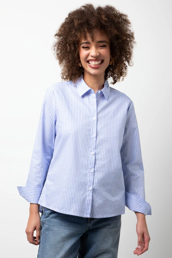 Long Sleeve Stripe Shirt Blue sold by Ackermas