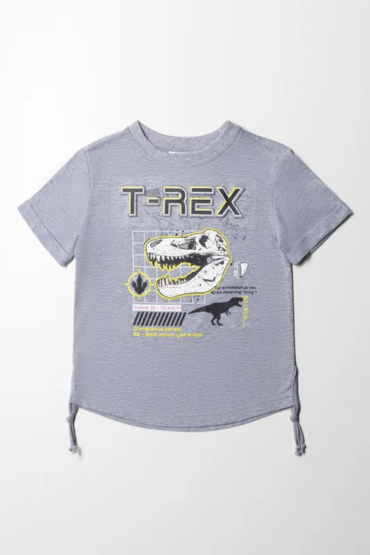 T-Rex Side Tuxedo Short Sleeve T-Shirt Grey sold by Ackermas