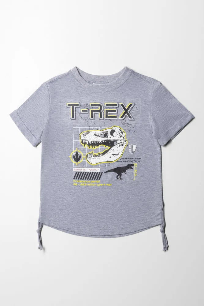 T-Rex Side Tuxedo Short Sleeve T-Shirt Grey sold by Ackermas