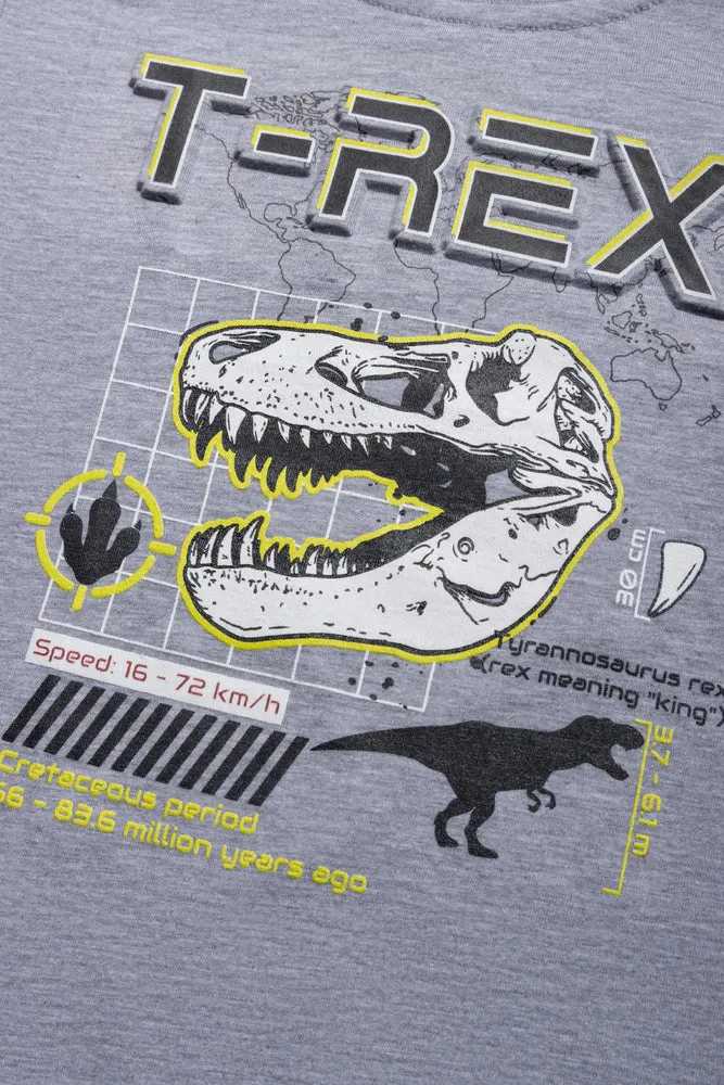 T-Rex Side Tuxedo Short Sleeve T-Shirt Grey sold by Ackermas product image thumbnail 2