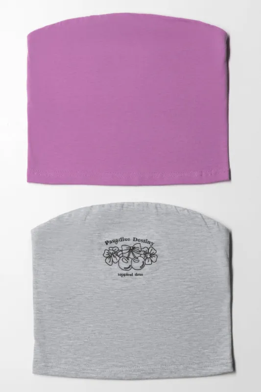 Paradise Destiny 2 Pack Boobtubes Grey And Purple sold by Ackermas