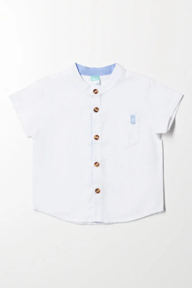 Mandarin Collar Shirt White sold by Ackermas