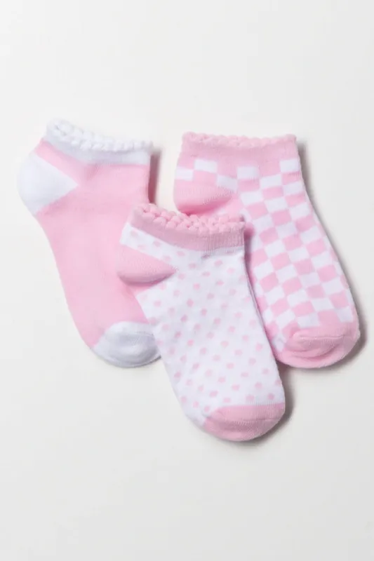 3 Pack Check And Spot Socks Pink sold by Ackermas