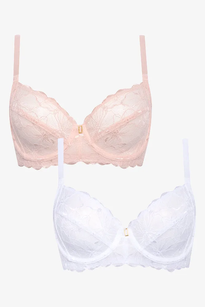 2 Pack Lace Non Padded Underwire Bra Natural And White sold by Ackermas product image thumbnail 2