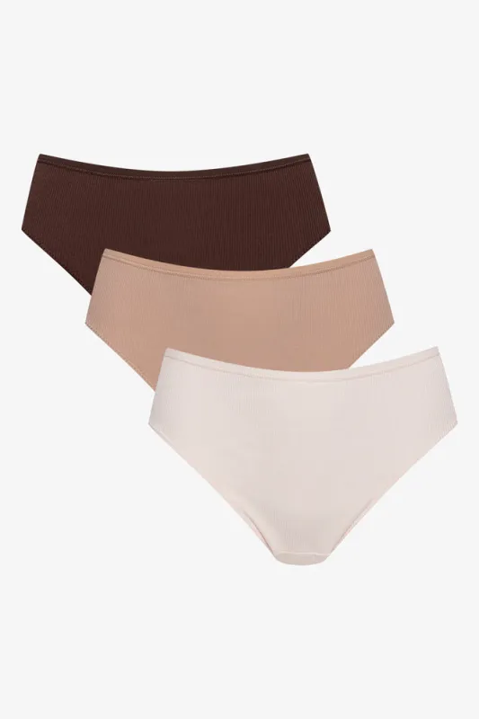 3 Pack Rib Brazilian Panties Natural sold by Ackermas