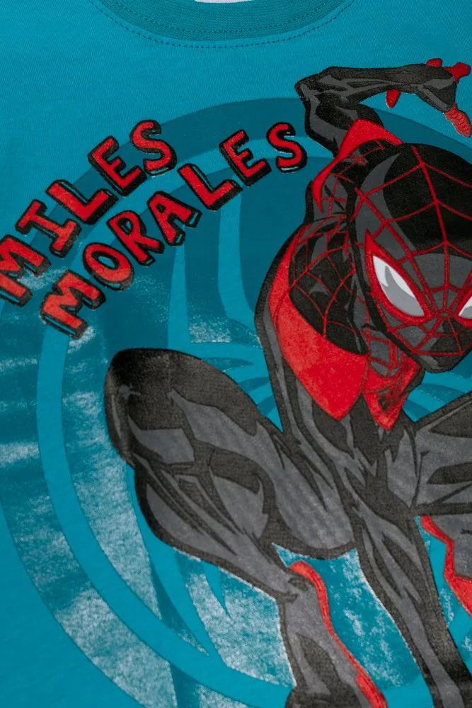 Miles Morales Short Sleeve T-Shirt Teal sold by Ackermas product image thumbnail 2