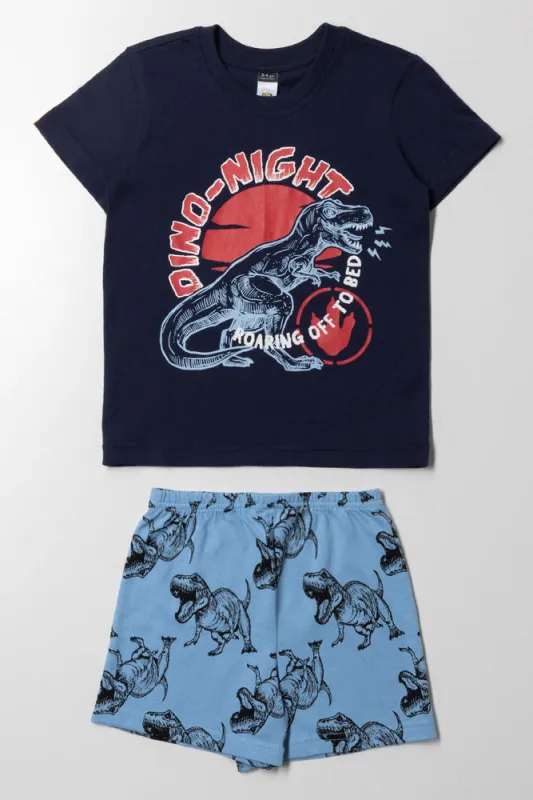 Dino Short Sleeve Pyjamas Navy made by Ackermas
