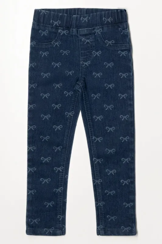 Bow Print Jeggings Blue sold by Ackermas