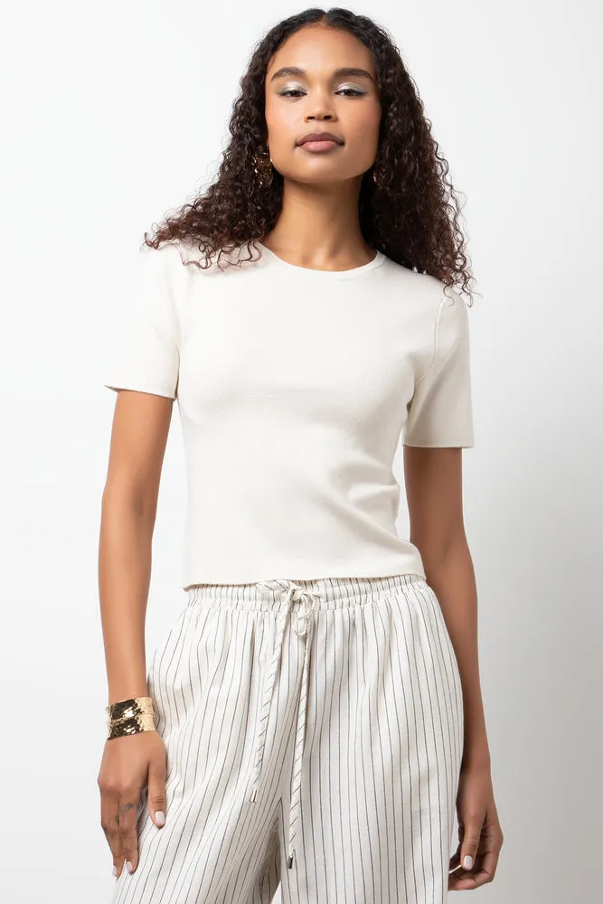 Short Sleeve Crew Neck Top Natural sold by Ackermas