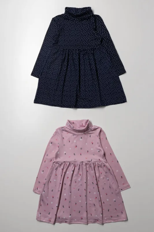 2 Pack Floral Poloneck Dresses Pink And Navy sold by Ackermas