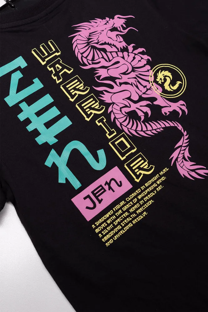 Japanese Short Sleeve T-Shirt Black sold by Ackermas product image thumbnail 3