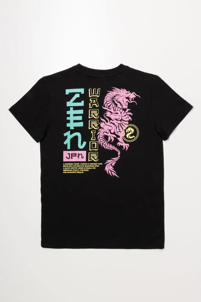 Japanese Short Sleeve T-Shirt Black sold by Ackermas product image thumbnail 4