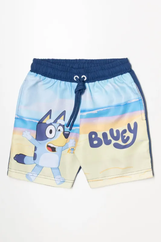 Bluey Swim Shorts Blue & Yellow sold by Ackermas