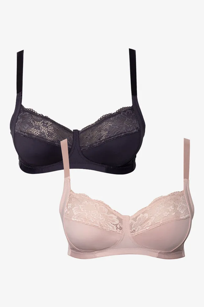 2 Pack Lace Non Padded Wirefree Bra Black And Pink sold by Ackermas