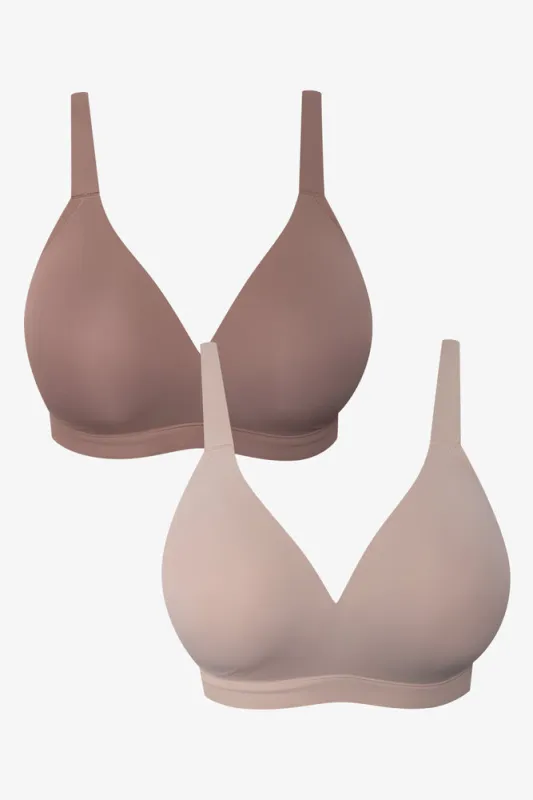Plus Size 2 Pack Padded Wire Free Bras Natural sold by Ackermas