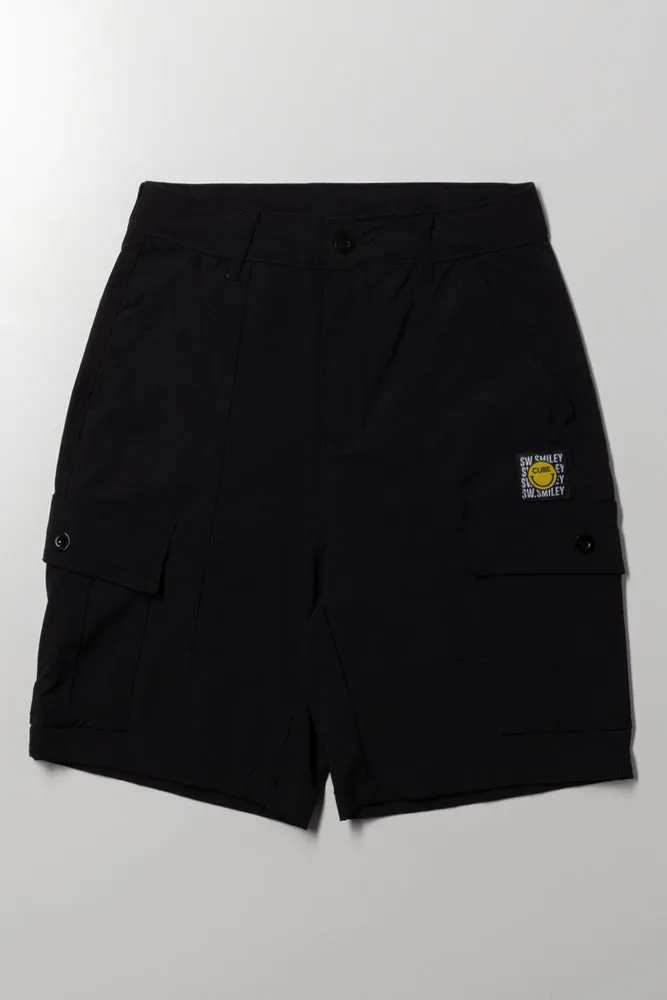 Smiley Cargo Shorts Black sold by Ackermas