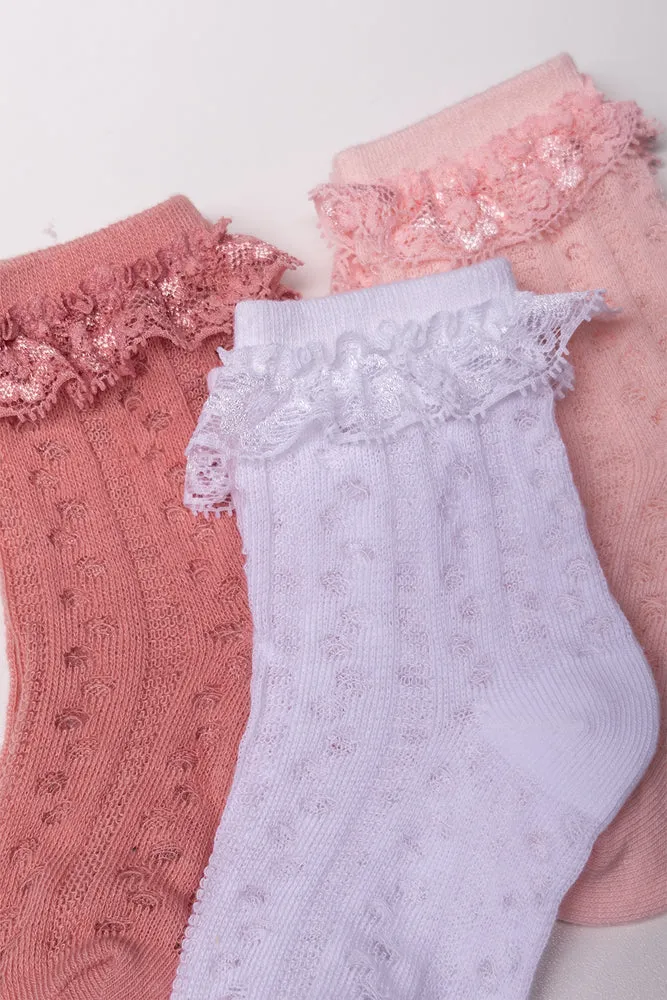 3 Pack Socks Pink & White sold by Ackermas product image thumbnail 2