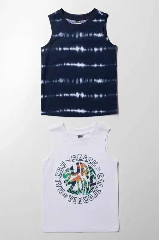 2 Pack Tie Dye Vest Navy And White sold by Ackermas